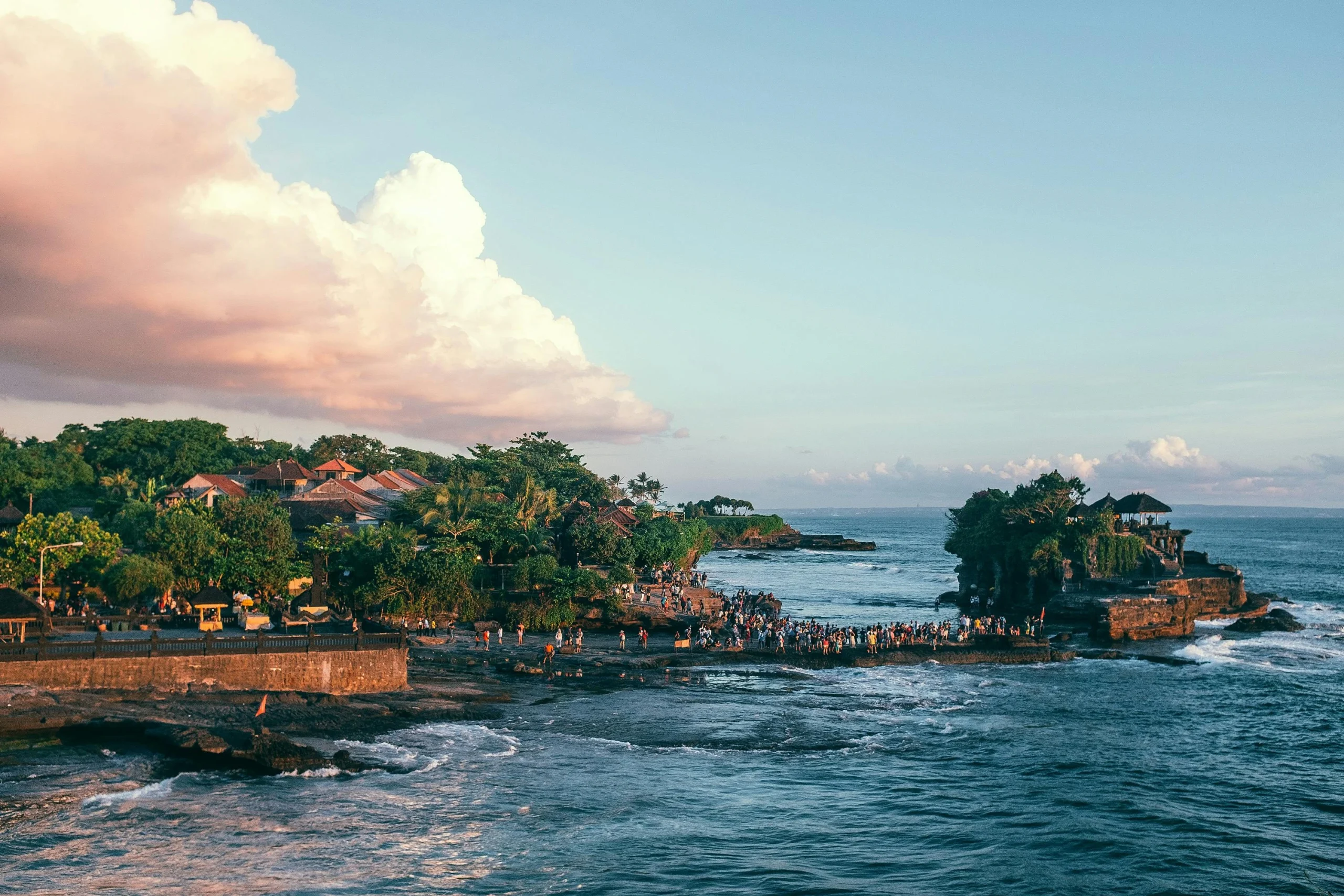 Tanah Lot temple silhouette at sunset Bali